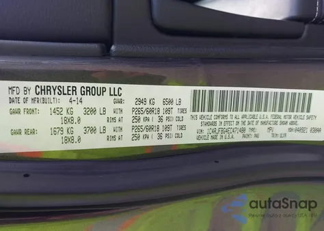 2014 Jeep Grand Cherokee Limited z USA, uszkodzony, nr VIN 1C4RJFBG4EC471480